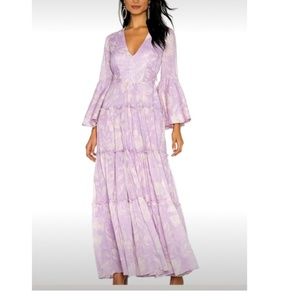 Free People Carmen Tie Back Maxi Dress Lilac. NWT